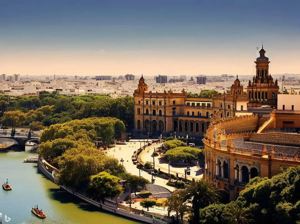 vista de la ciudad de Sevilla, Plaza de España