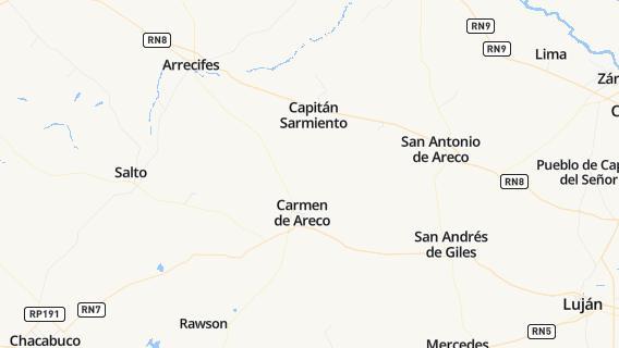 mapa de la ciudad de Carmen de Areco