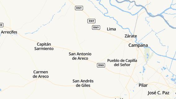 mapa de la ciudad de San Antonio de Areco