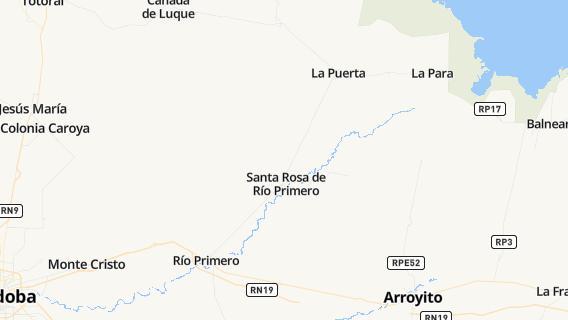 mapa de la ciudad de Santa Rosa de Rio Primero