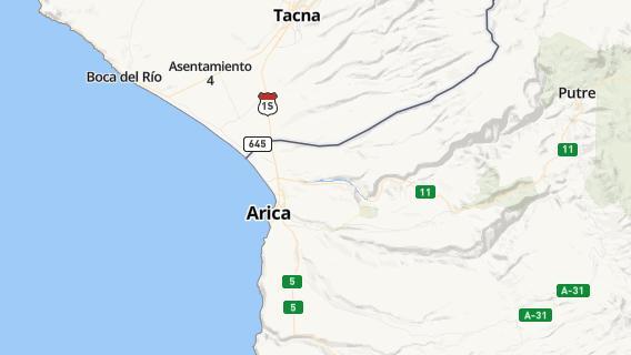 mapa de la ciudad de Arica