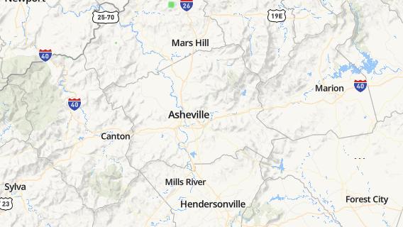 mapa de la ciudad de Asheville