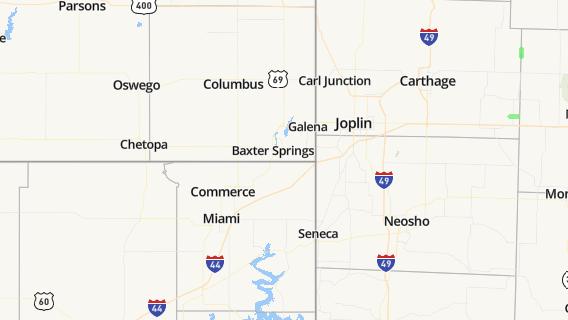 mapa de la ciudad de Baxter Springs