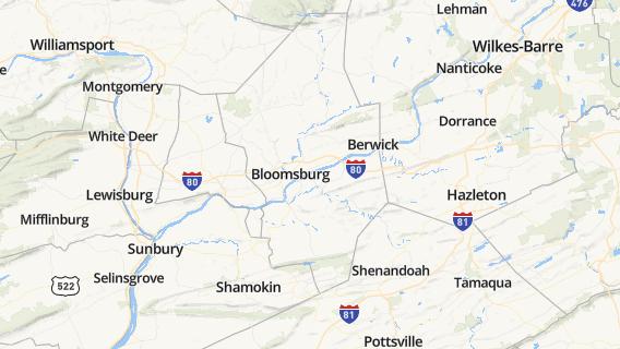 mapa de la ciudad de Bloomsburg