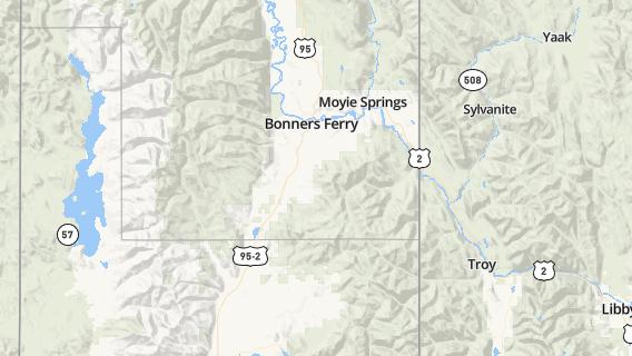 mapa de la ciudad de Bonners Ferry