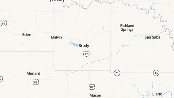 mapa de la ciudad de Brady