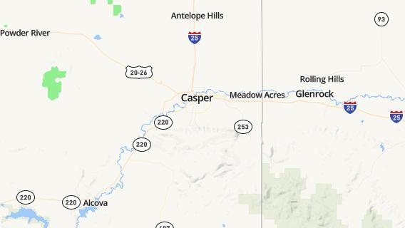 mapa de la ciudad de Casper