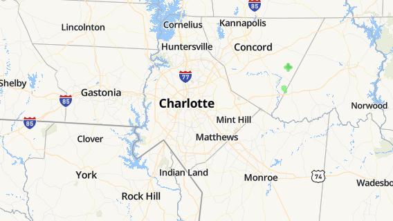 mapa de la ciudad de Charlotte