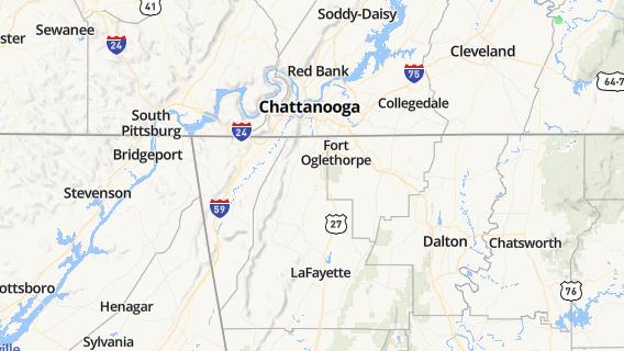 mapa de la ciudad de Chattanooga Valley