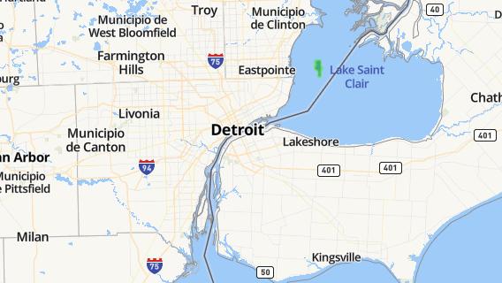 mapa de la ciudad de Detroit