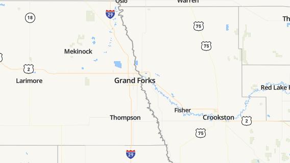 mapa de la ciudad de East Grand Forks