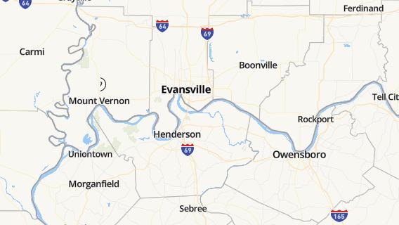 mapa de la ciudad de Evansville