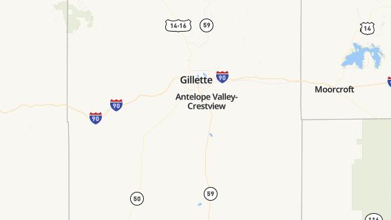 mapa de la ciudad de Gillette