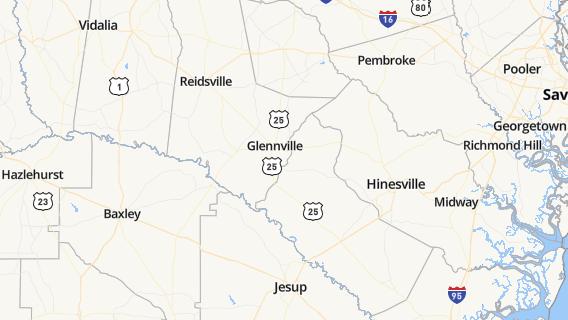 mapa de la ciudad de Glennville