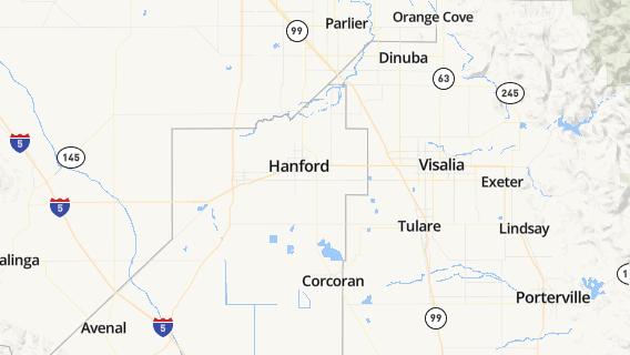 mapa de la ciudad de Hanford