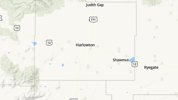 mapa de la ciudad de Harlowton