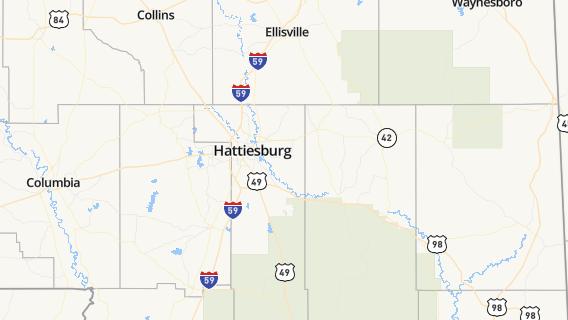 mapa de la ciudad de Hattiesburg