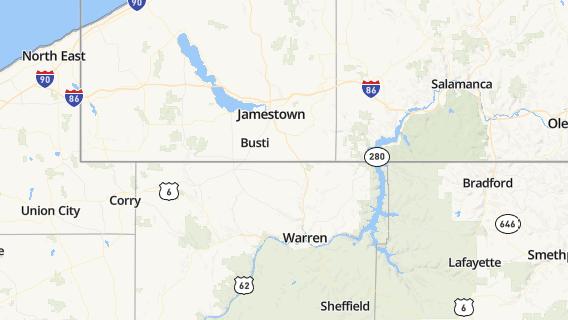 mapa de la ciudad de Jamestown West