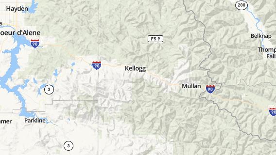 mapa de la ciudad de Kellogg
