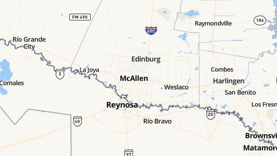 mapa de la ciudad de McAllen