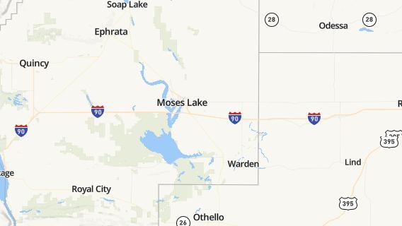 mapa de la ciudad de Moses Lake