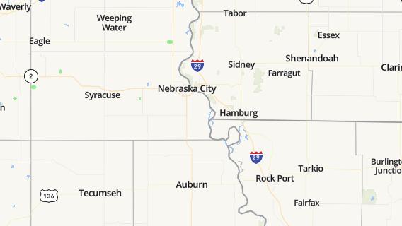 mapa de la ciudad de Nebraska City