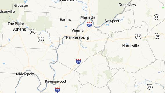 mapa de la ciudad de Parkersburg
