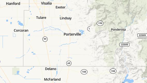 mapa de la ciudad de Porterville