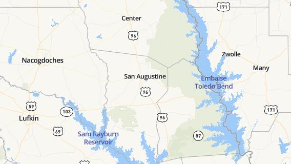 mapa de la ciudad de San Augustine