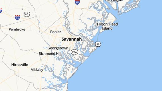 mapa de la ciudad de Savannah