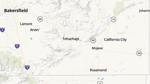 mapa de la ciudad de Tehachapi