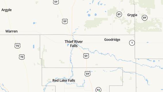 mapa de la ciudad de Thief River Falls