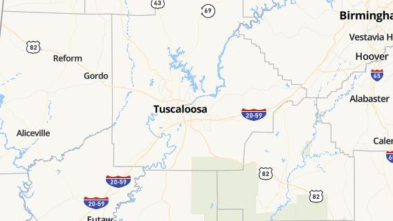 mapa de la ciudad de Tuscaloosa