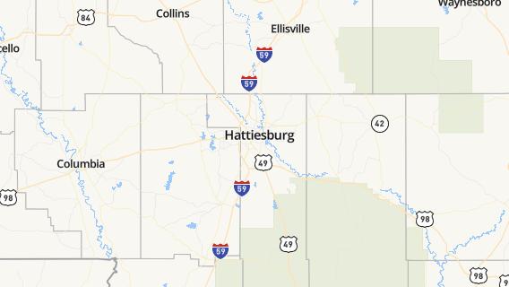 mapa de la ciudad de West Hattiesburg