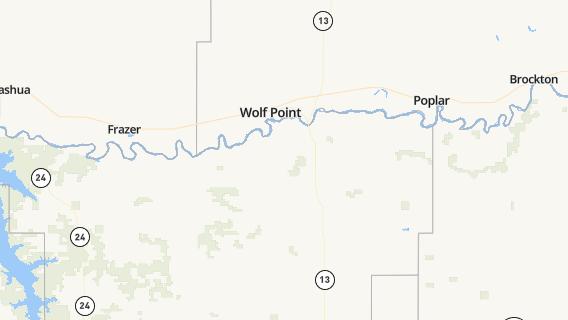 mapa de la ciudad de Wolf Point