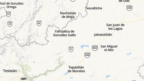 mapa de la ciudad de Yahualica de Gonzalez Gallo