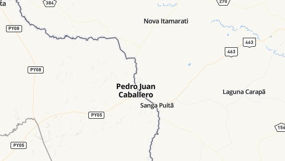 mapa de la ciudad de Pedro Juan Caballero