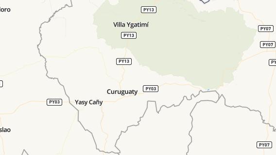mapa de la ciudad de San Isidro de Curuguaty